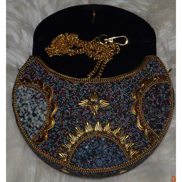 New RAMLA Handmade Metal & Muti-Color Crossbody Purse with Detachable Gold Chain - Picture 4 of 6